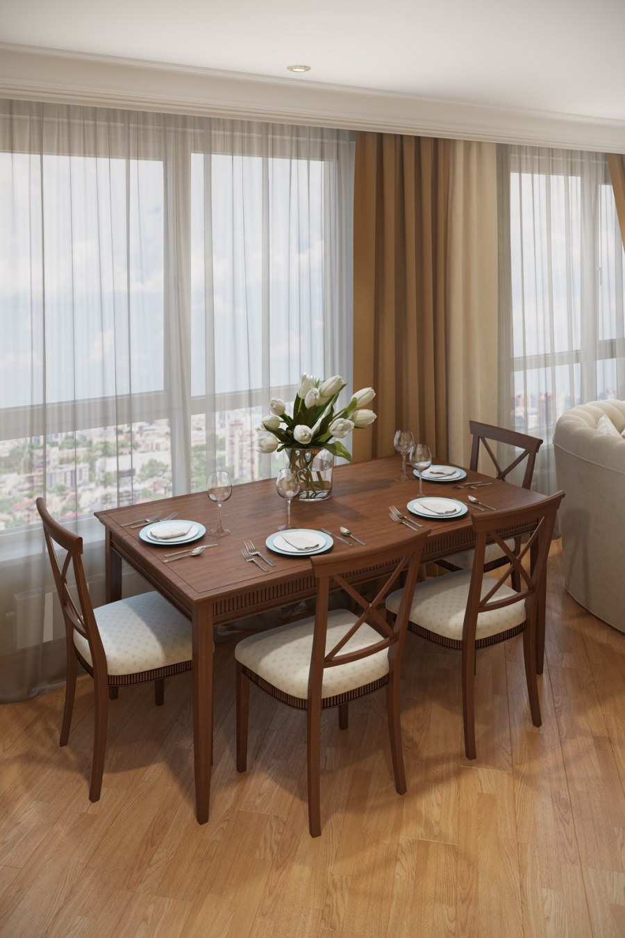 Гостиная с обеденным столом