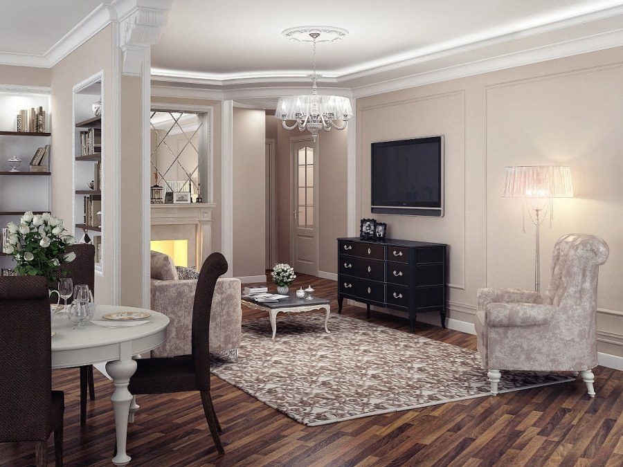 Классический интерьер гостиной 2021