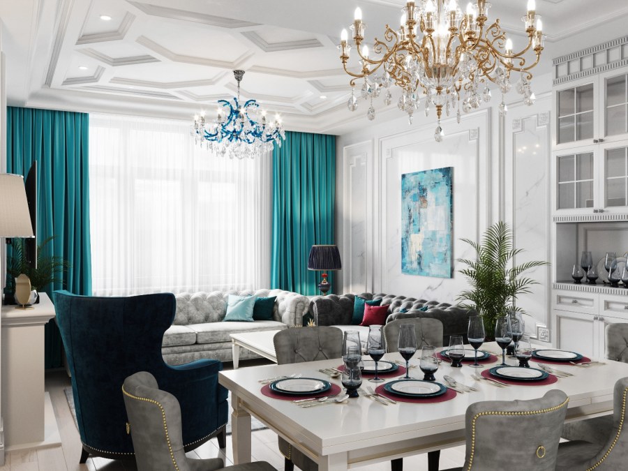 Гостиная Неоклассика изумрудный