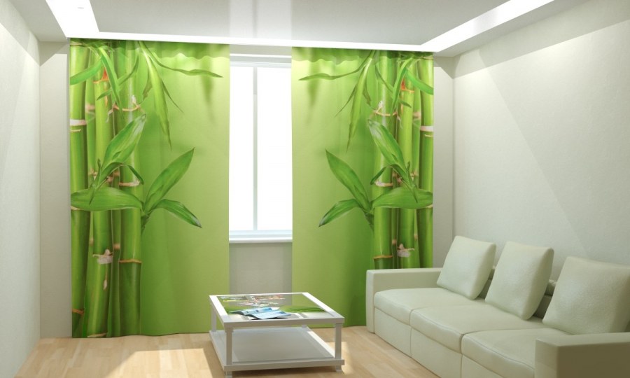 Фотошторы зеленый бамбук