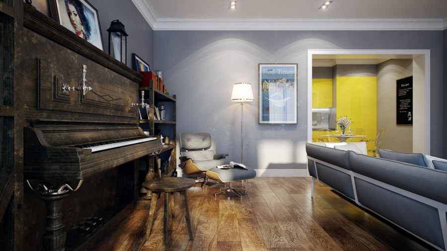 Фортепиано в интерьере лофт