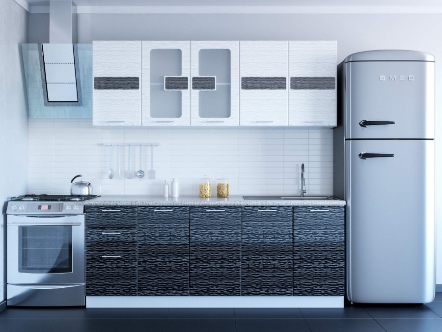 Черно белый кухонный гарнитур