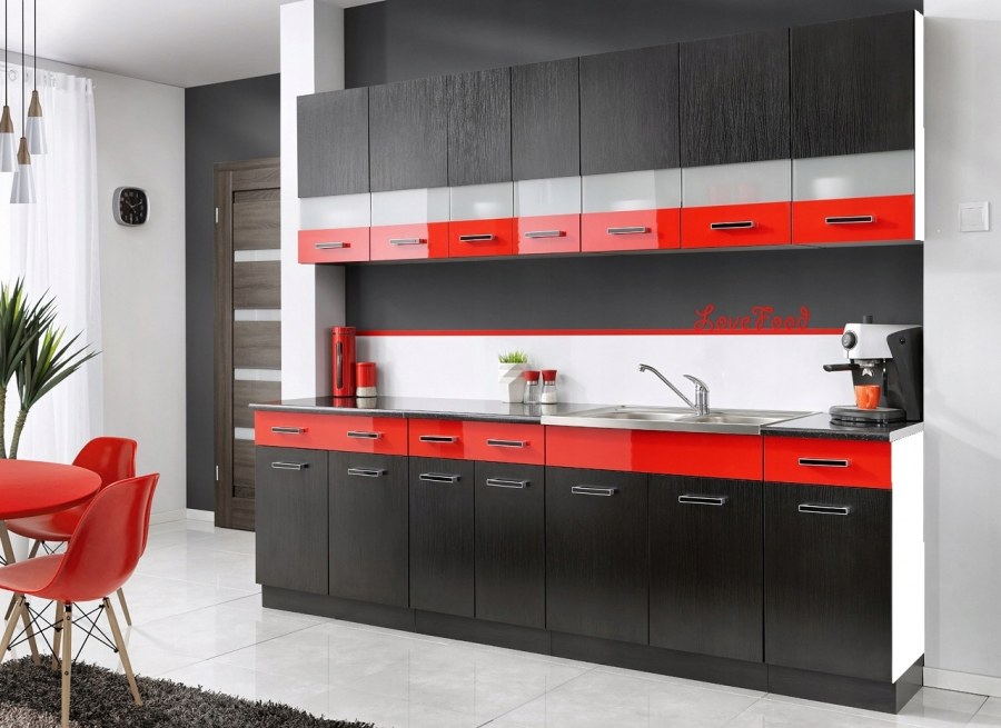 Кухонная мебель красно черная