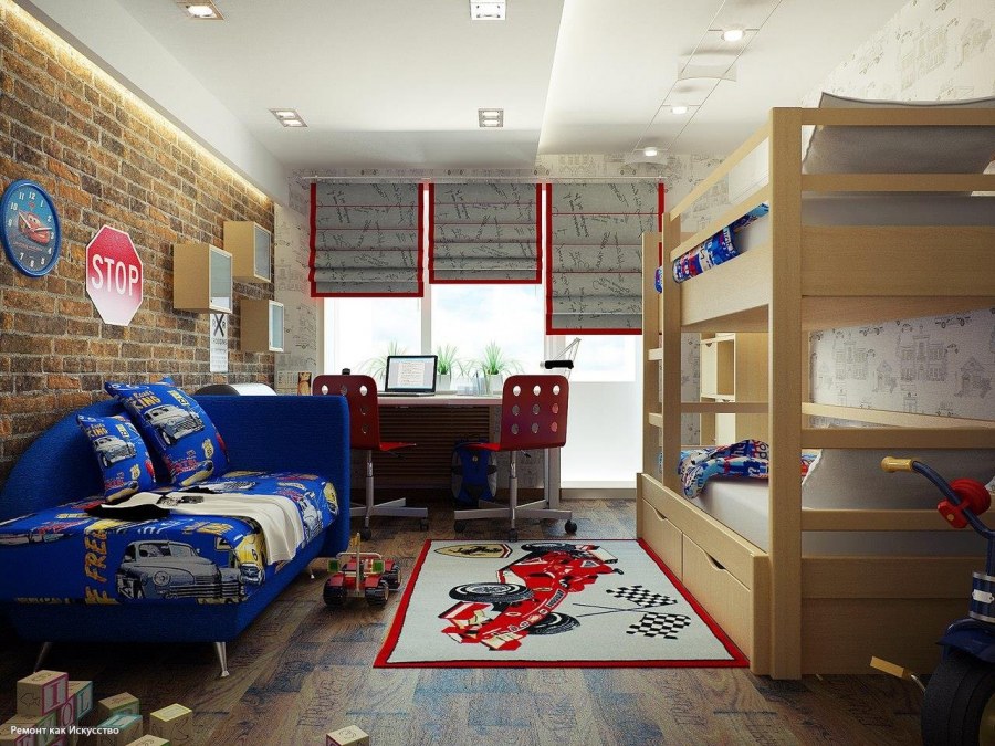Интерьер детской комнаты для двух мальчиков