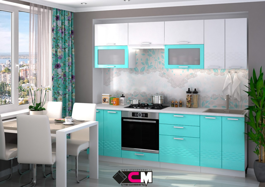 Бело голубая кухня в хрущевке