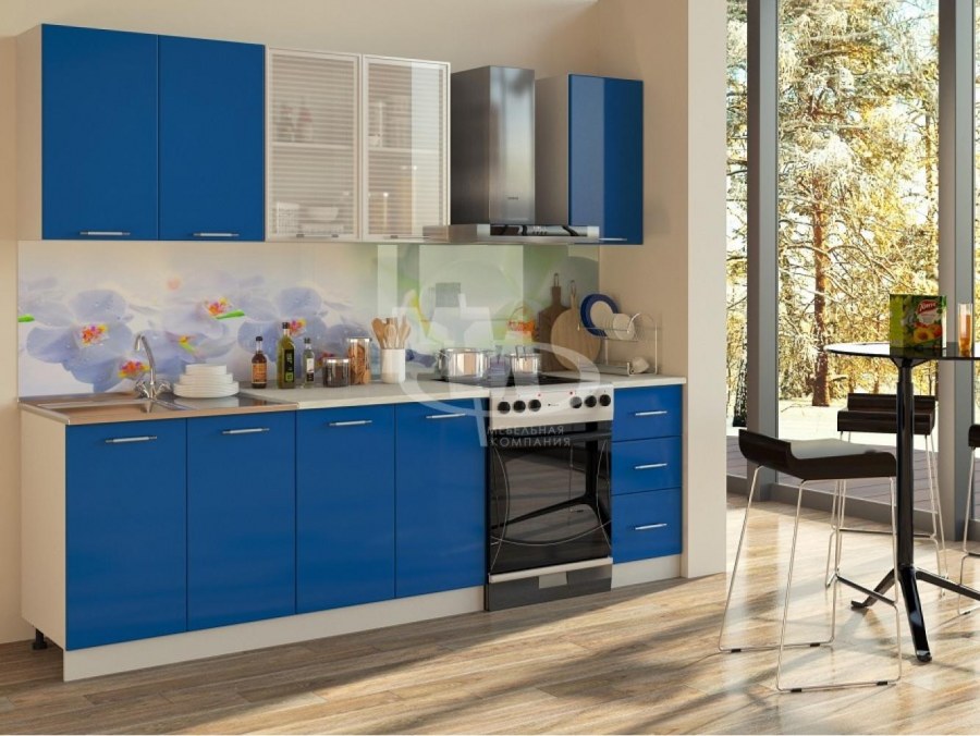 Кухня Кантри Прованс Неоклассика синяя