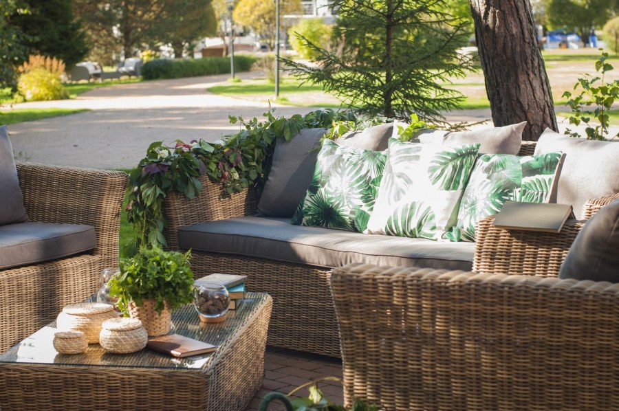 Диван лаунж зона из ротанга