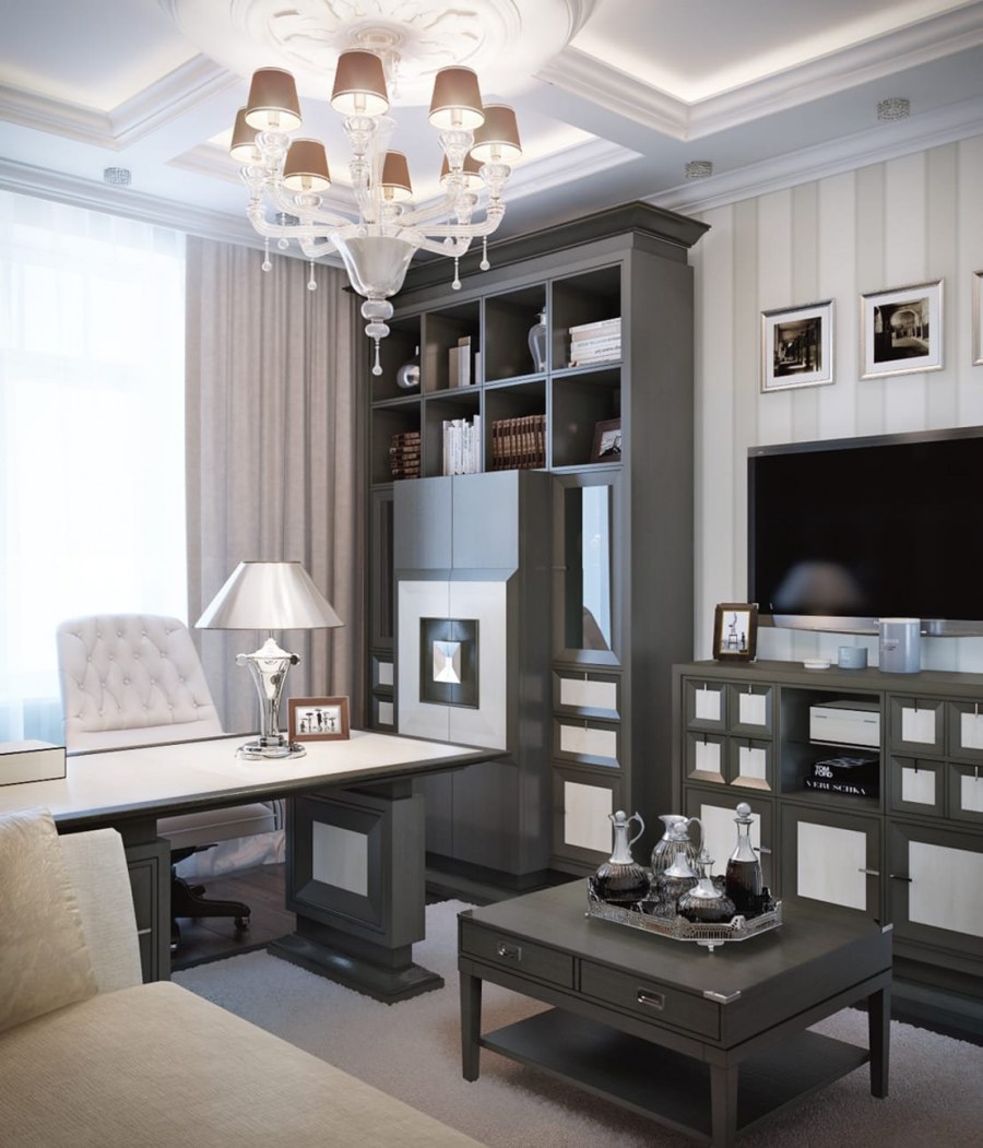 Гостиная с рабочим местом Неоклассика