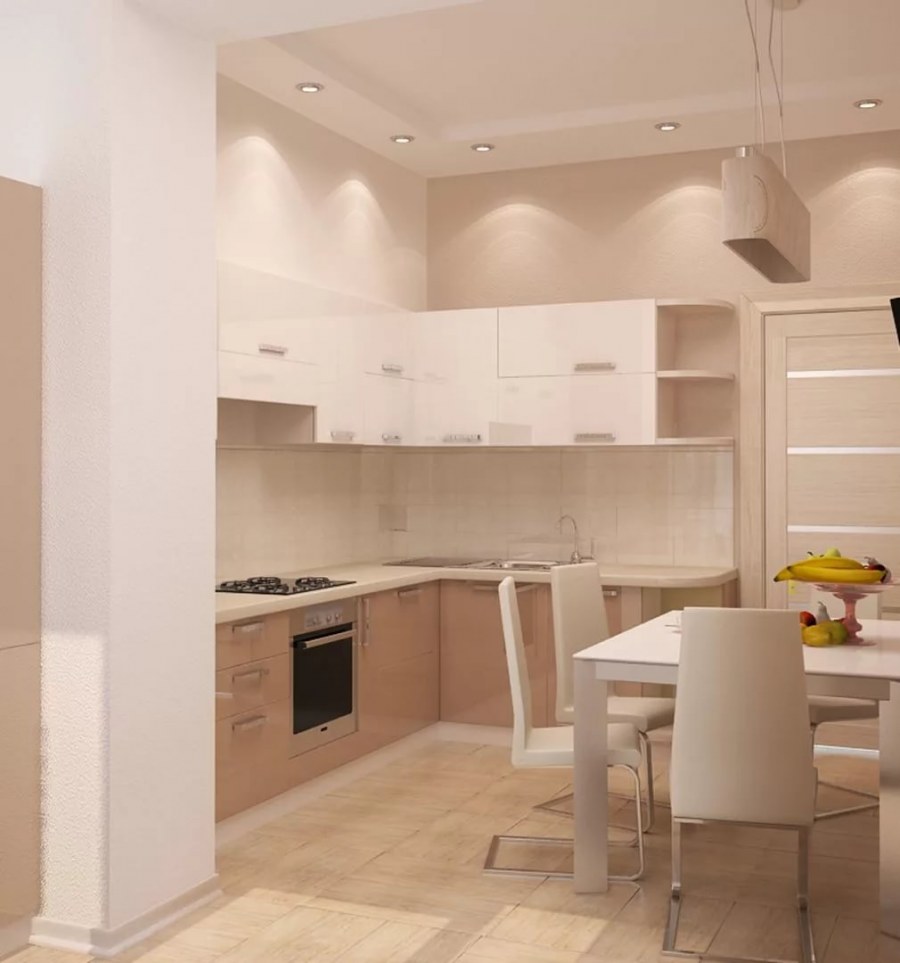 Кухня в бело бежевых тонах