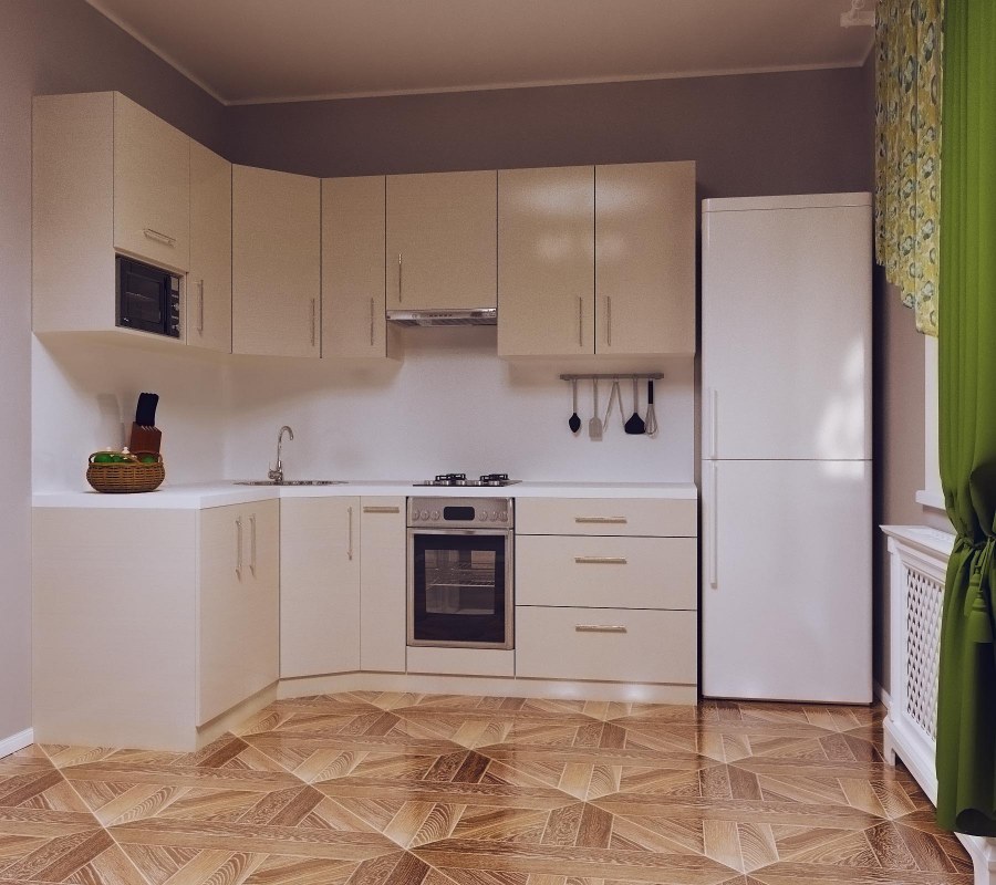 Кухня в бежево розовых тонах