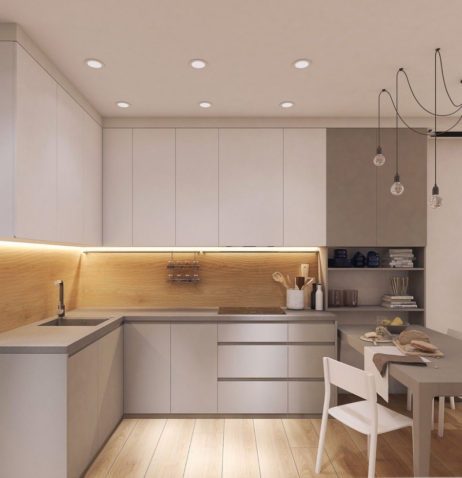 Желто бежевая кухня