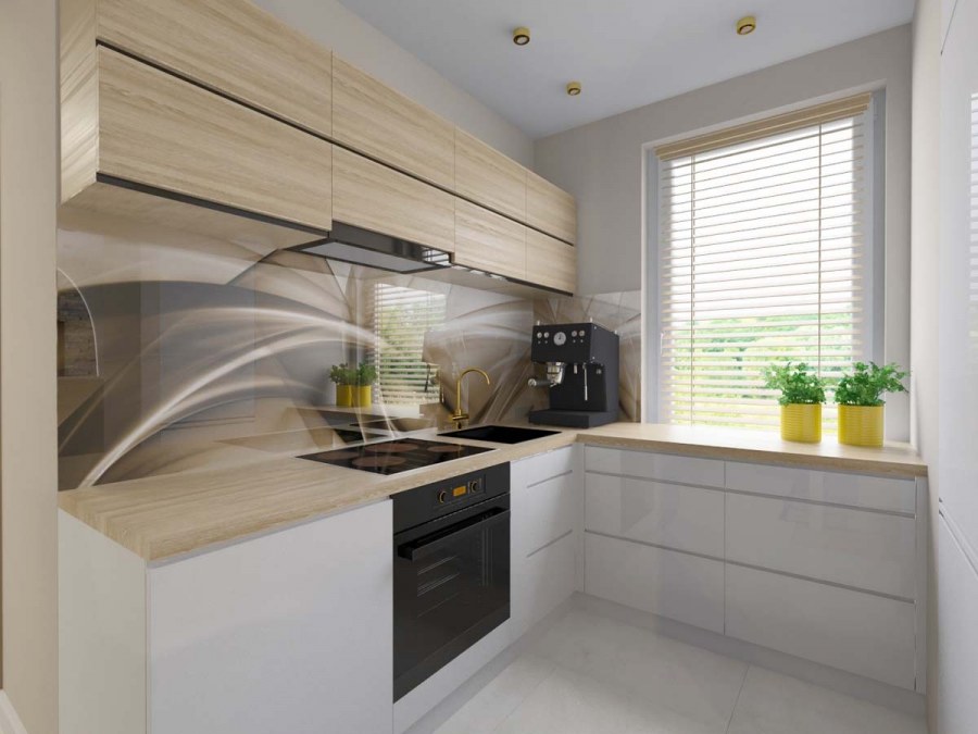 Кухня оливковая с бежевым