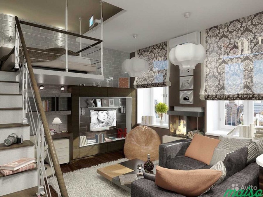 Двухуровневая студия в стиле лофт 20 м2