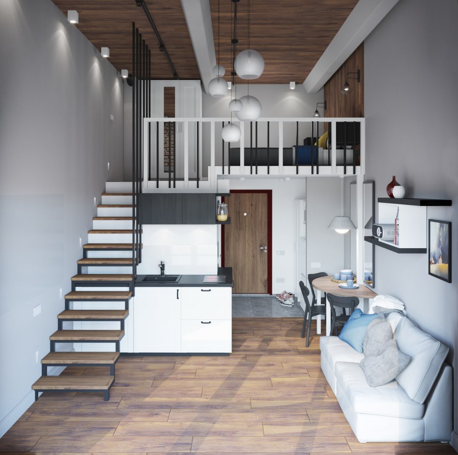 Кровать над кухней