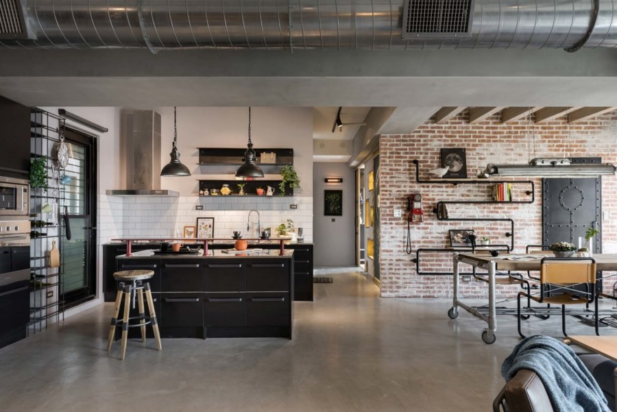 Стиль гранж в интерьере кухни