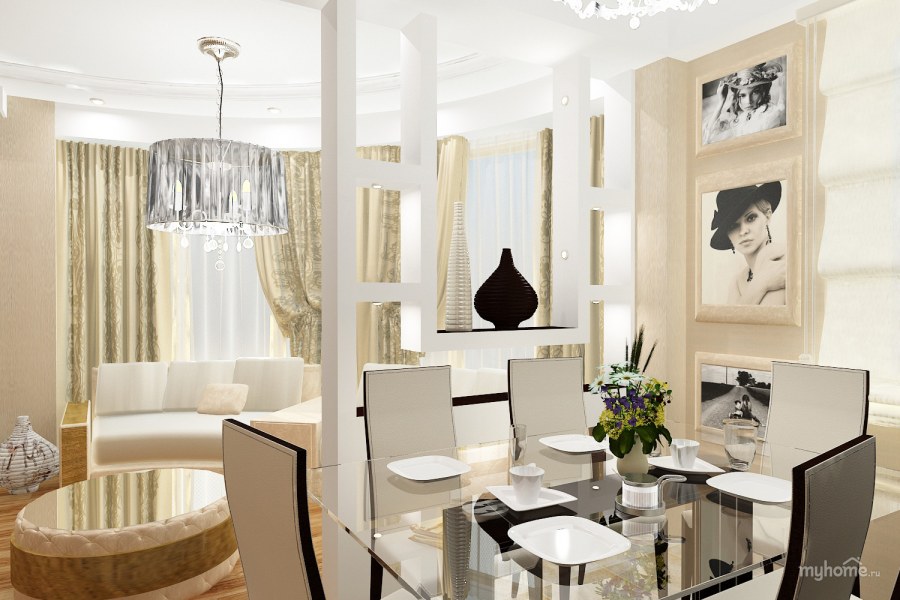 Гостиная столовая с перегородкой