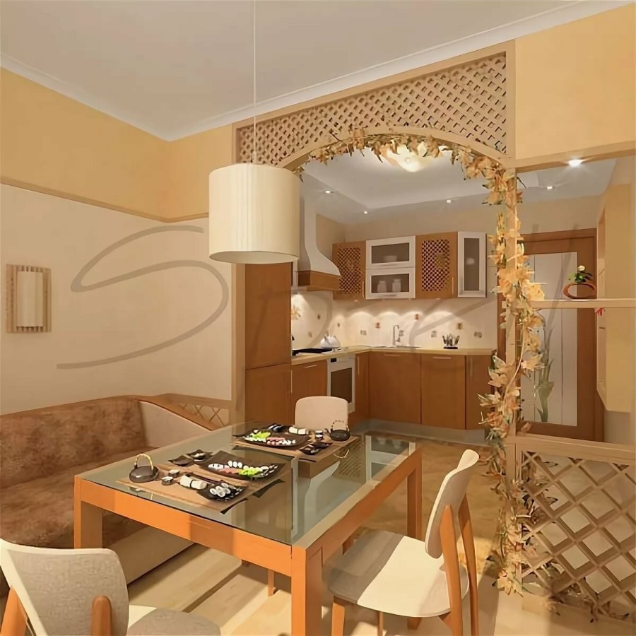 Арка отделяющая кухню от гостиной