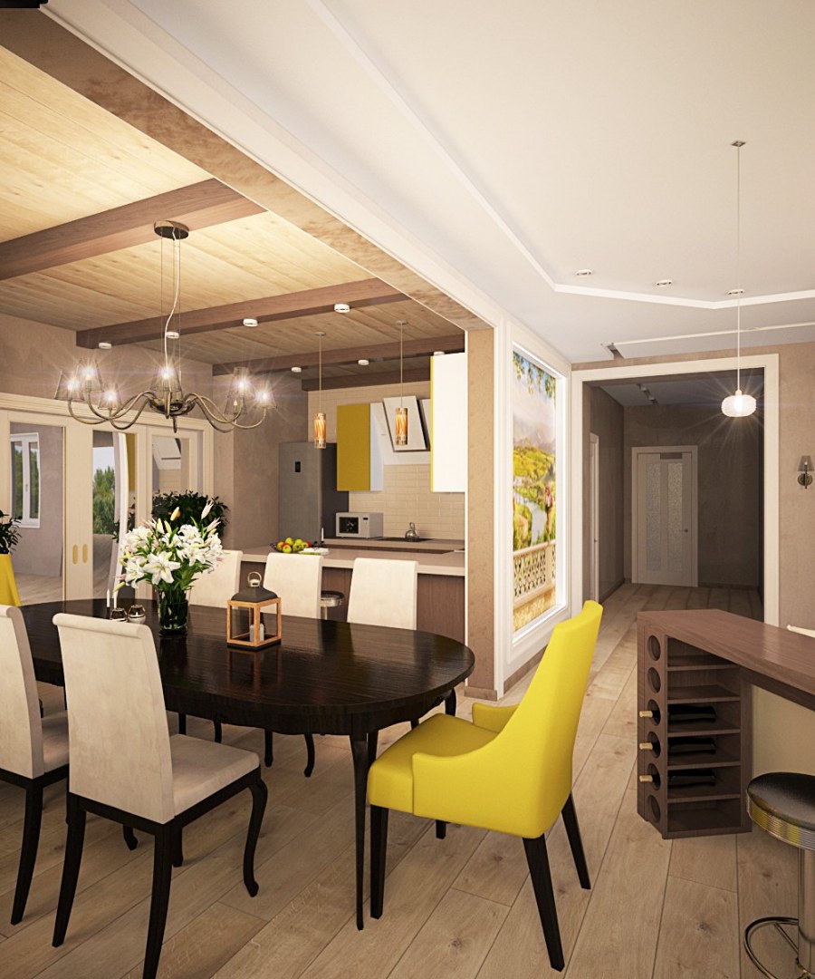 Отделка кухни гостиной