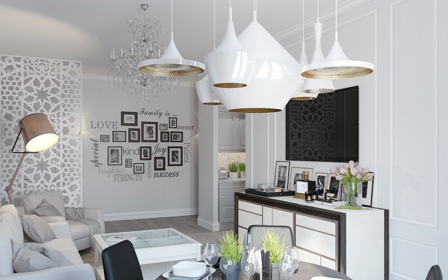 Белая люстра в скандинавском стиле