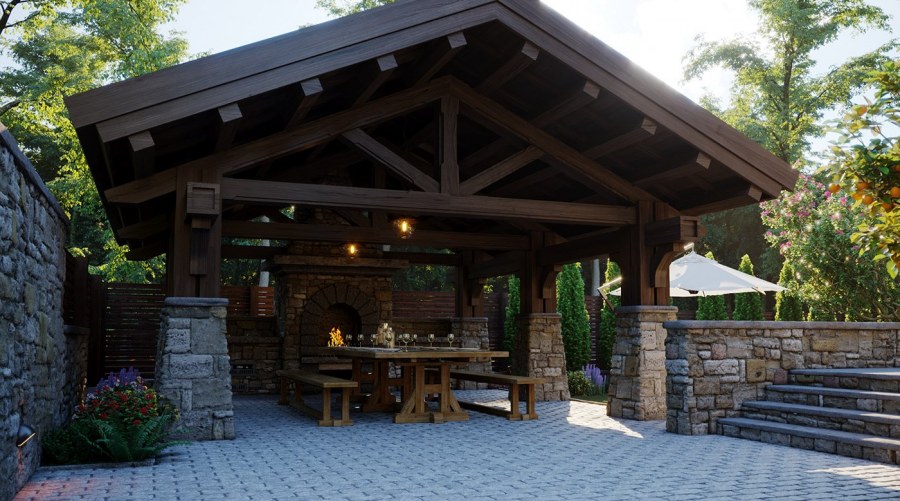 Беседка в стиле альпийского Шале