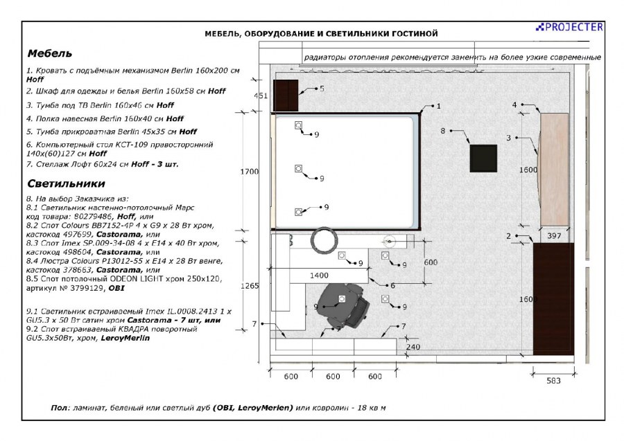 Спецификация материалов дизайн проект