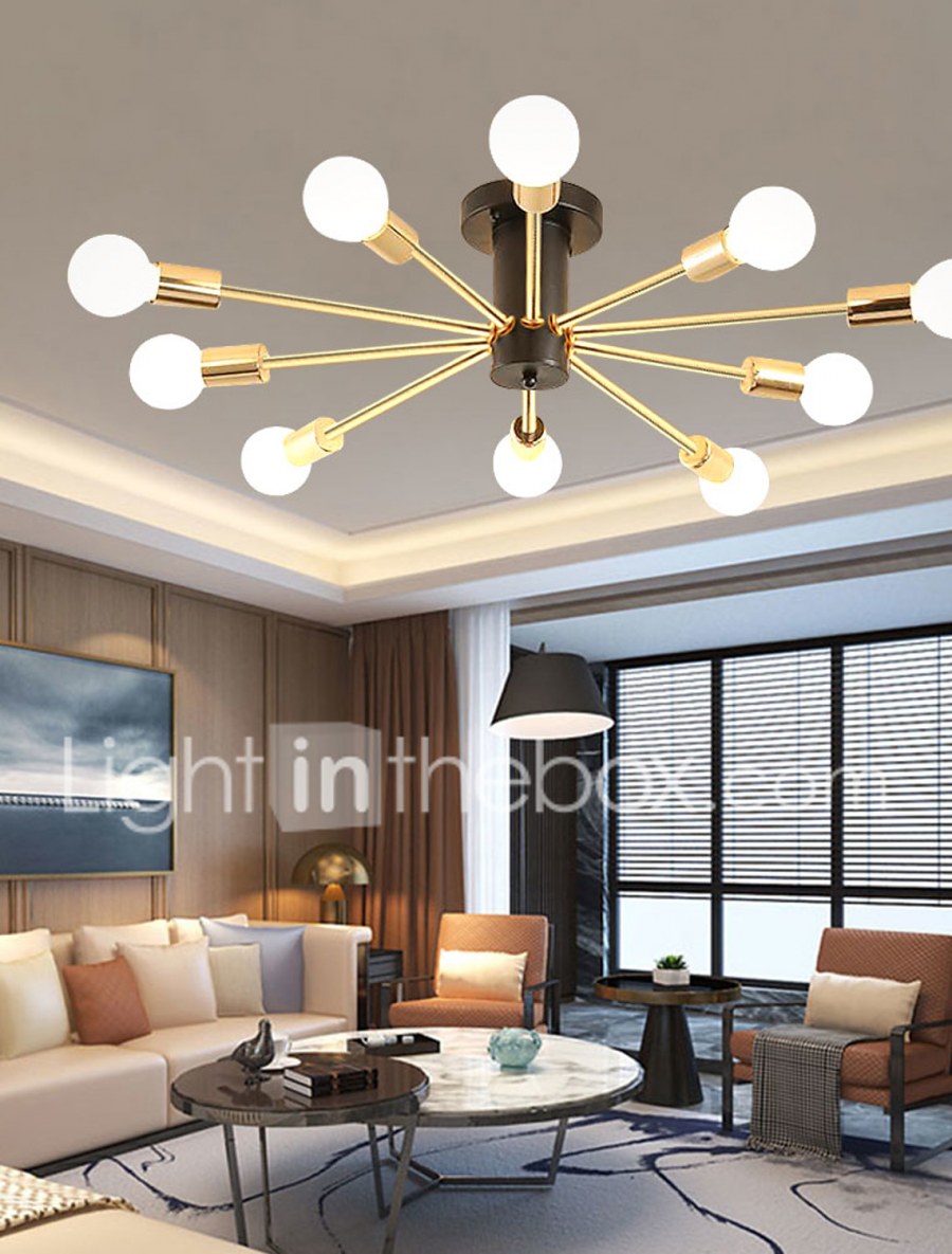 Светодиодная люстра и точечные светильники в интерьере