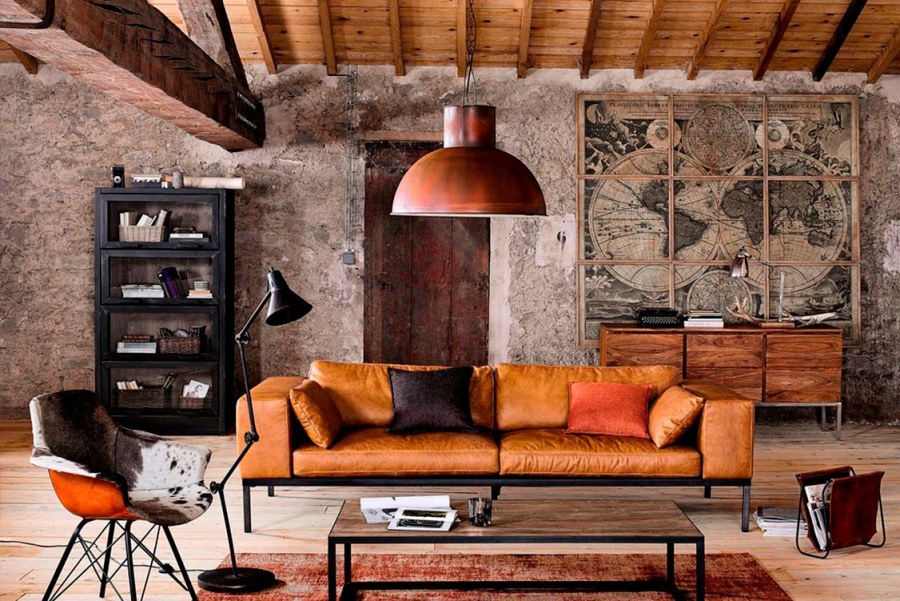 Индустриальный стиль Индастриал интерьер гостиная