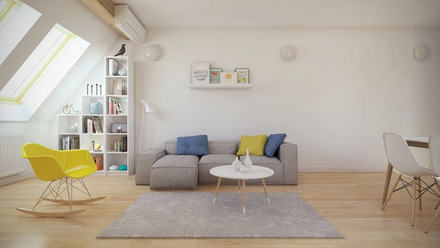 Бетонный пол гостинная