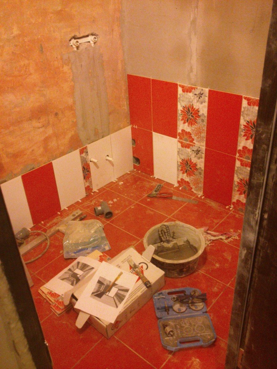 Укладка плитки в бойлерной