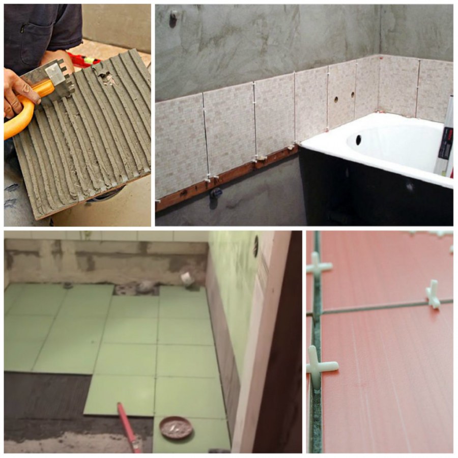Подготовка к кладке плитки в ванной