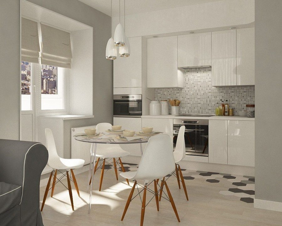 L образная кухня в стандартной трешке