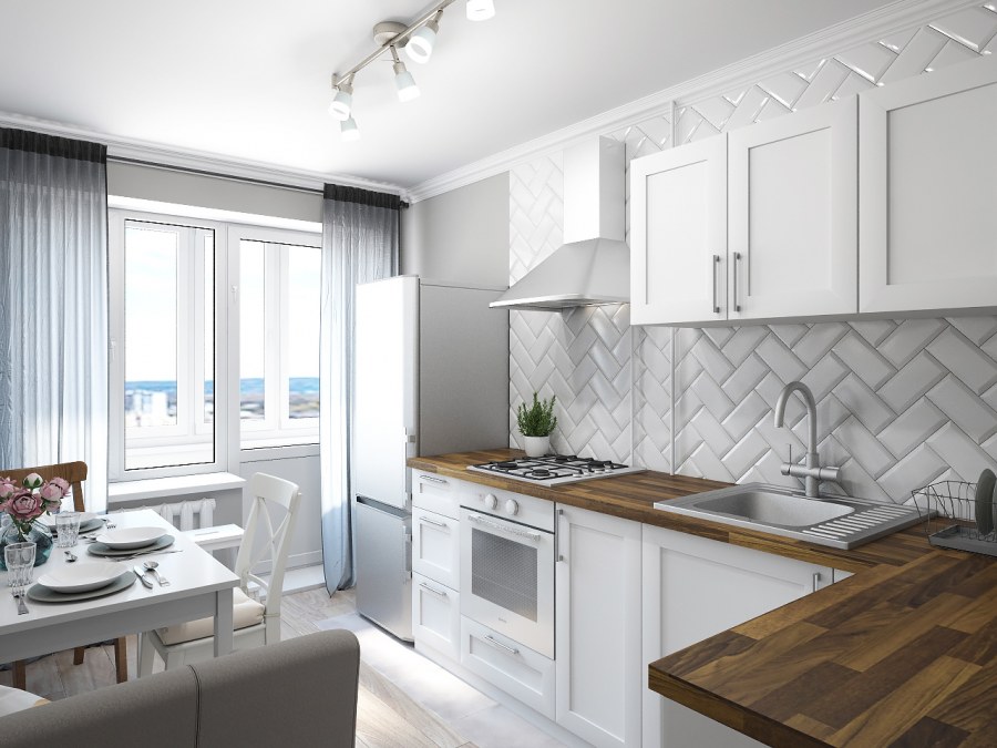 Кухня гостиная икеа 20м