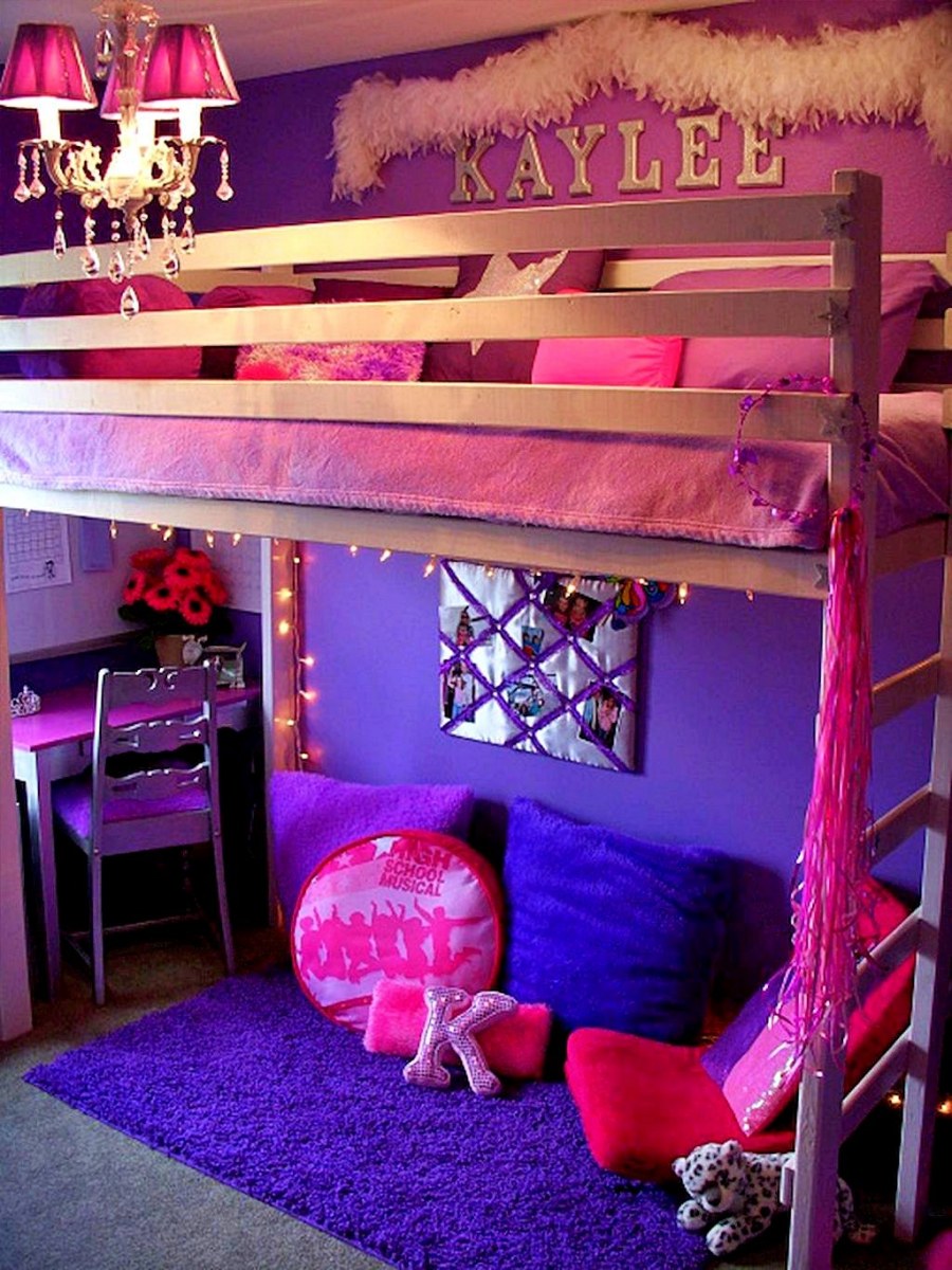 Кровать фиолетовая для девочки