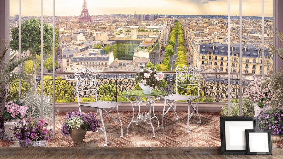 Фреска вид на Париж с балкона