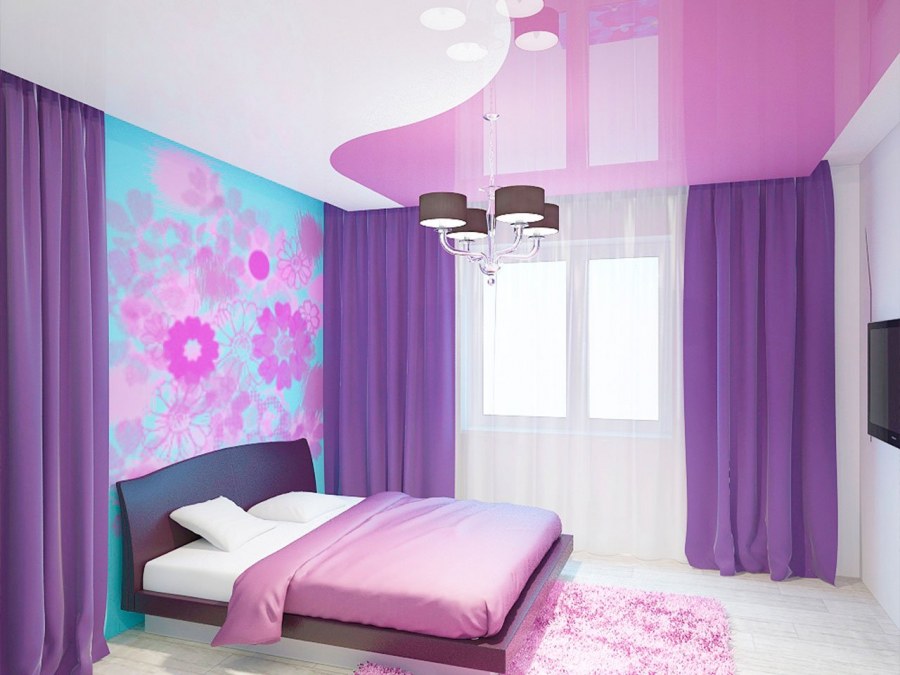 Натяжной потолок в спальне