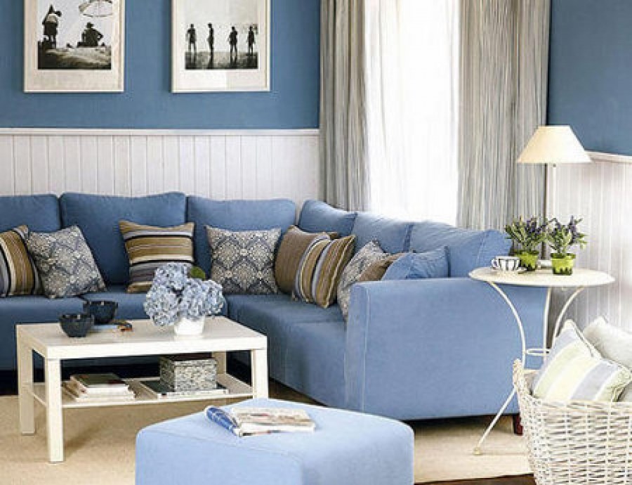 Сочетание серого и голубого в интерьере