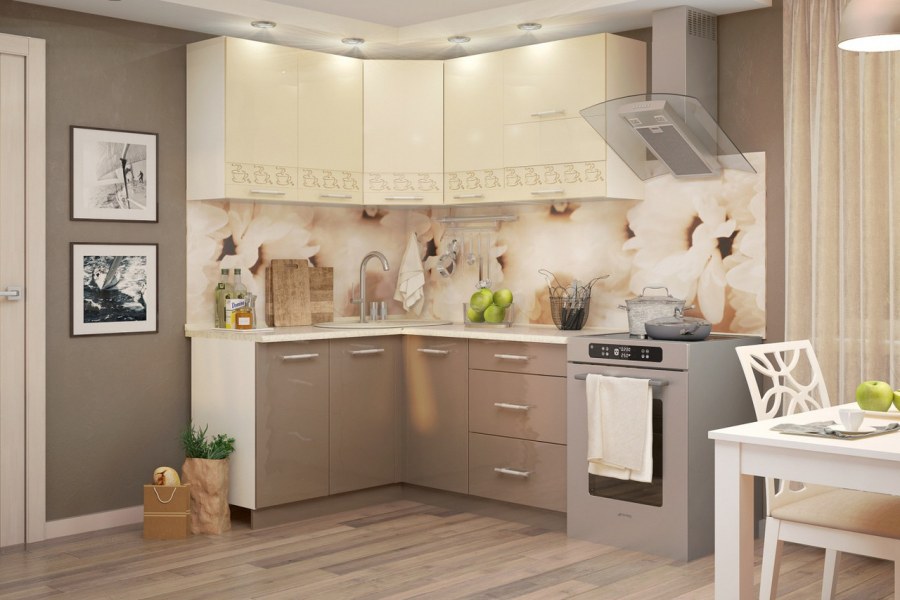 Кухня латте 1,6 (ваниль глянец/кофе с молоком глянец)