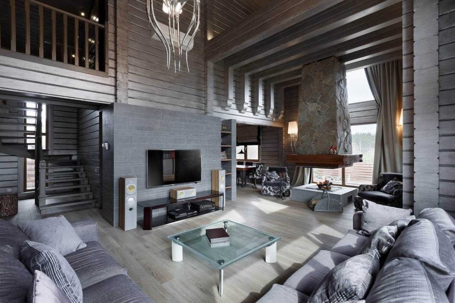 Современный интерьер в срубе