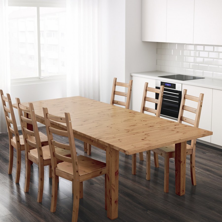 ЛЕРХАМН стол, светлая морилка антик/белая морилка118x74 см