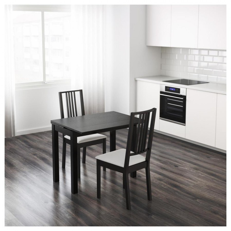 Bjursta БЬЮРСТА раздвижной стол, коричнево-чёрный115/166 см