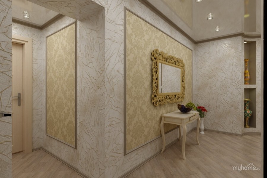 Интерьер гостиной с холлом