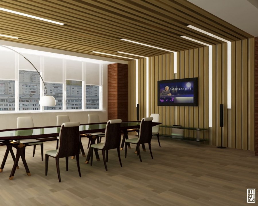 Реечные потолки в интерьере офиса