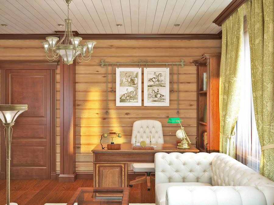 Потолочный плинтус в бревенчатом доме