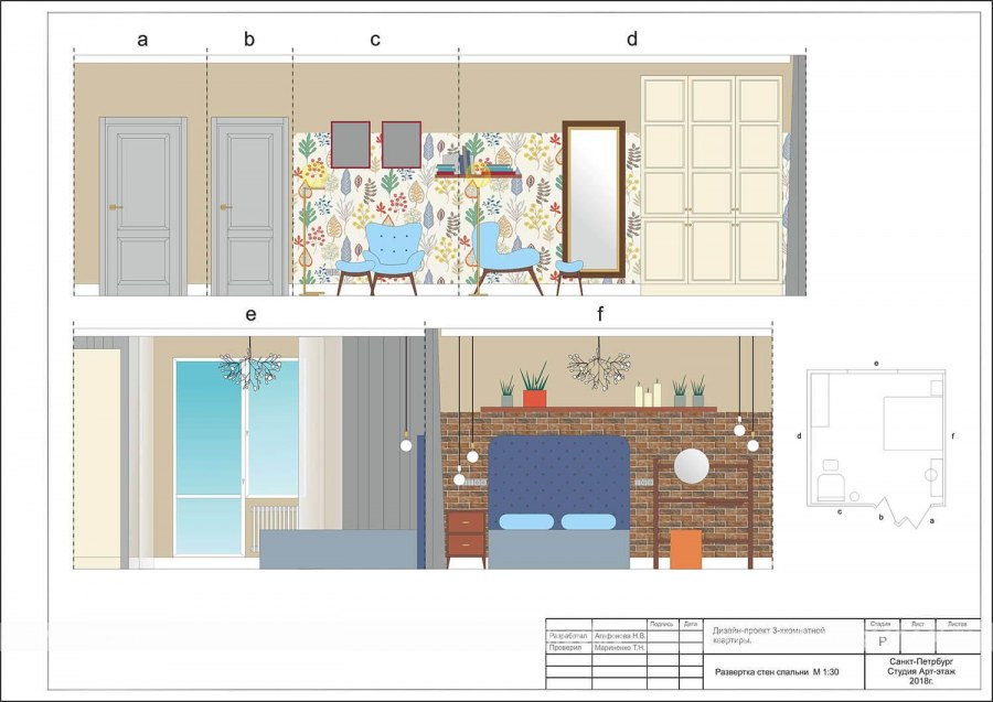 Развертка стен спальни