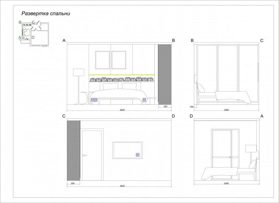 Развертка стен в дизайне интерьера