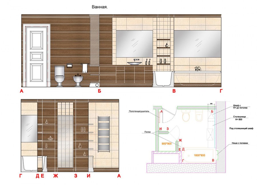 План развертки стен в архикад
