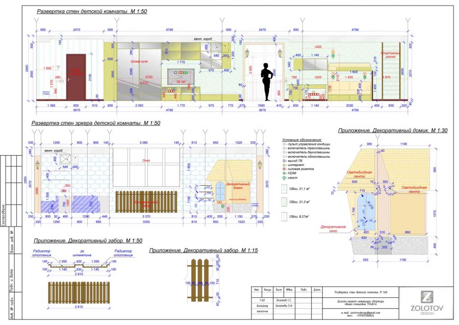 Развертка стен с лестницей