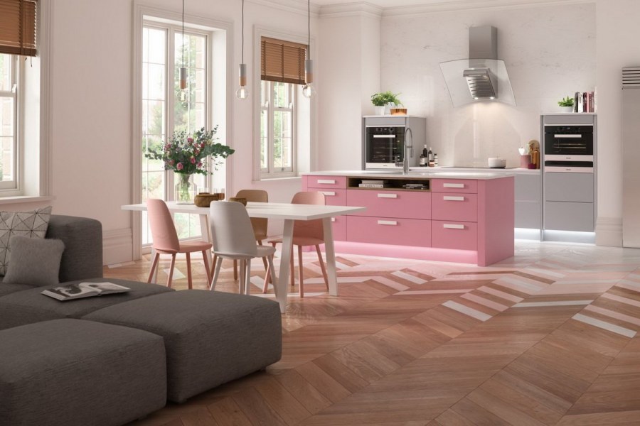 Нежно розовая кухня