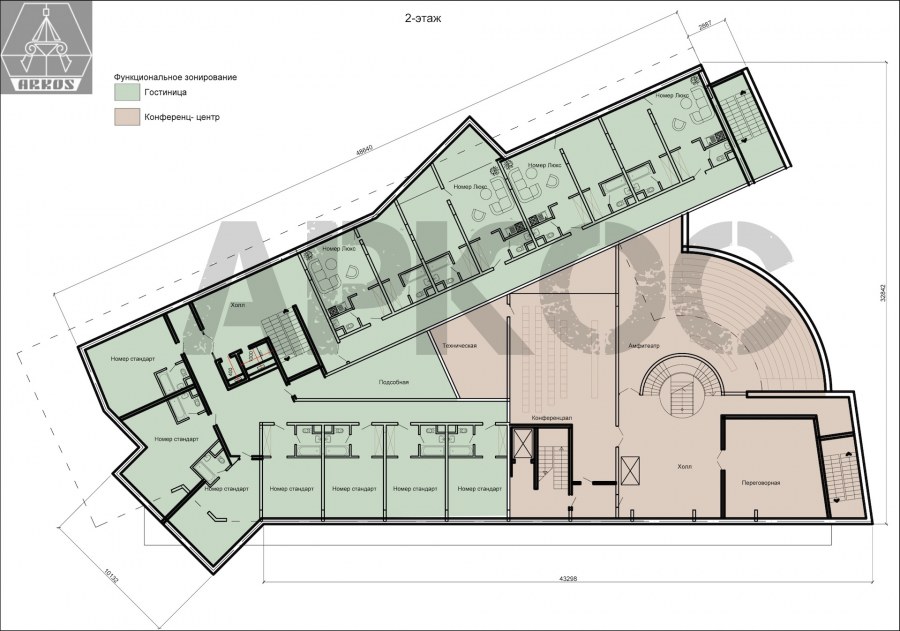 Схема функционального зонирования здания