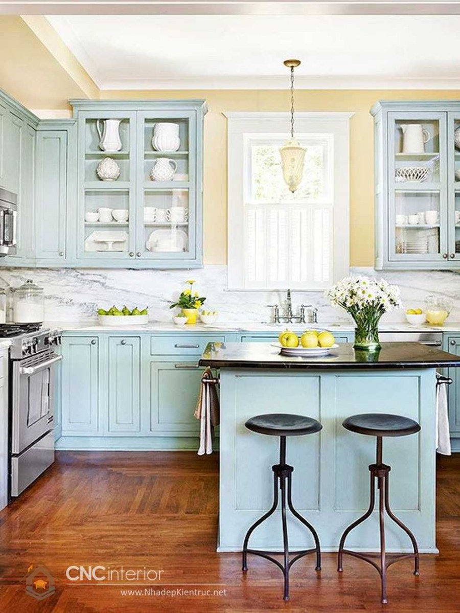 Голубая кухня в интерьере